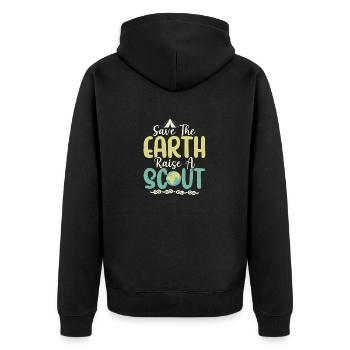 Scout Earth Champions: Raising Awareness Tee - Unisex Premium Organic Zip Hoodie - black - Back - Nico (187cm)