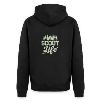 Scout Life Adventure: Exploring Boundaries Tee - Unisex Premium Organic Zip Hoodie - black - Back - Nico (187cm)
