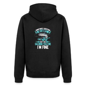 Pêche au saumon Pêcheur de saumon - Veste à capuche bio Premium Unisexe - noir - Dos - Nico (187cm)