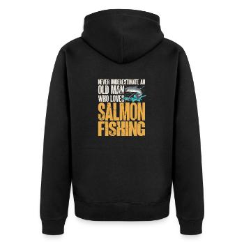 Pêche au saumon Pêcheur de saumon - Veste à capuche bio Premium Unisexe - noir - Dos - Nico (187cm)