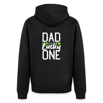Lucky One First Birthday Dad St Patrick's Day - Unisex Premium Bio Zip Hoodie - Schwarz - Hinten - Nico (187cm)