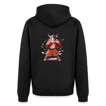 Funny Dog Boxer Boxing MMA Kawaii Martial Arts - Unisex Premium Organic Zip Hoodie - black - Back - Nico (187cm)