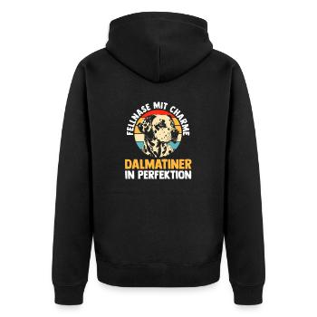 Hund Dalmatiner - Unisex Premium Bio Zip Hoodie - Schwarz - Hinten - Nico (187cm)