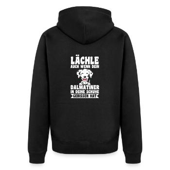 Hund Dalmatiner - Unisex Premium Bio Zip Hoodie - Schwarz - Hinten - Nico (187cm)