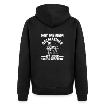 Hund Dalmatiner - Unisex Premium Bio Zip Hoodie - Schwarz - Hinten - Nico (187cm)