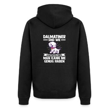 Hund Dalmatiner - Unisex Premium Bio Zip Hoodie - Schwarz - Hinten - Nico (187cm)