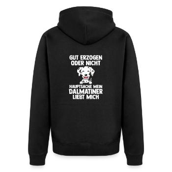 Hund Dalmatiner - Unisex Premium Bio Zip Hoodie - Schwarz - Hinten - Nico (187cm)