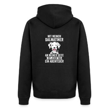 Hund Dalmatiner - Unisex Premium Bio Zip Hoodie - Schwarz - Hinten - Nico (187cm)