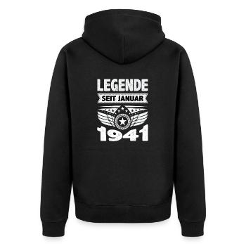 Januar 1941 Legende seit 83 Jahren Mann Frau - Unisex Premium Bio Zip Hoodie - Schwarz - Hinten - Nico (187cm)