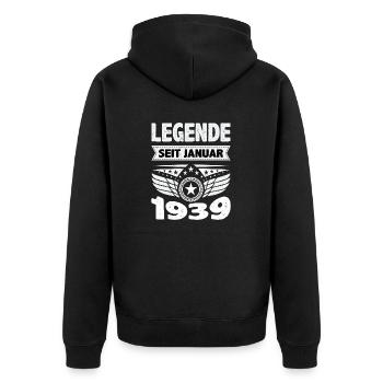 Januar 1939 Legende seit 85 Jahren Mann Frau - Unisex Premium Bio Zip Hoodie - Schwarz - Hinten - Nico (187cm)