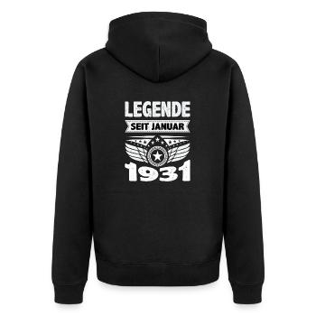 Januar 1931 Legende seit 93 Jahren Mann Frau - Unisex Premium Bio Zip Hoodie - Schwarz - Hinten - Nico (187cm)