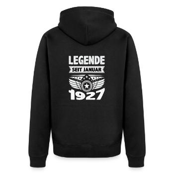 Januar 1927 Legende seit 97 Jahren Mann Frau - Unisex Premium Bio Zip Hoodie - Schwarz - Hinten - Nico (187cm)