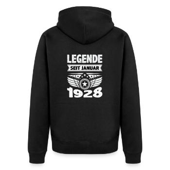 Januar 1928 Legende seit 96 Jahren Mann Frau - Unisex Premium Bio Zip Hoodie - Schwarz - Hinten - Nico (187cm)