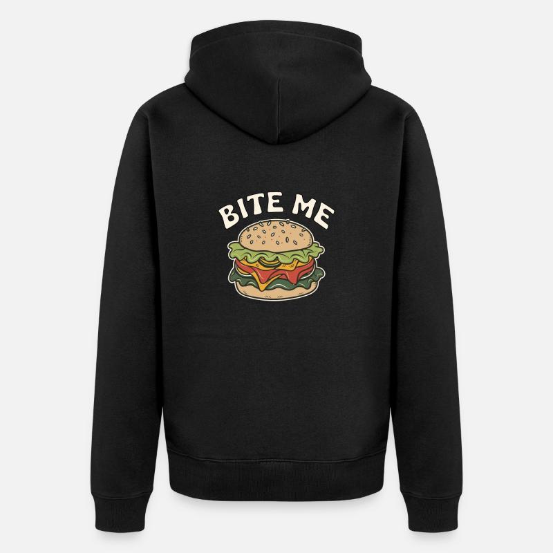 BURGER BITE ME - Unisex Premium Bio Zip Hoodie - Schwarz