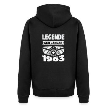 Januar 1963 Legende seit 61 Jahren Mann Frau - Unisex Premium Bio Zip Hoodie - Schwarz - Hinten - Nico (187cm)