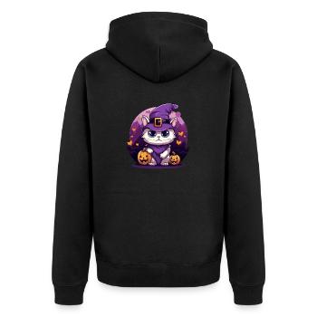 Costume de propriétaire de chat d'Halloween - Veste à capuche bio Premium Unisexe - noir - Dos - Nico (187cm)