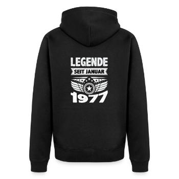 Januar 1977 Legende seit 47 Jahren Mann Frau - Unisex Premium Bio Zip Hoodie - Schwarz - Hinten - Nico (187cm)