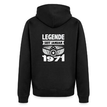 Januar 1971 Legende seit 53 Jahren Mann Frau - Unisex Premium Bio Zip Hoodie - Schwarz - Hinten - Nico (187cm)