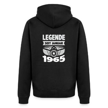 Januar 1965 Legende seit 59 Jahren Mann Frau - Unisex Premium Bio Zip Hoodie - Schwarz - Hinten - Nico (187cm)