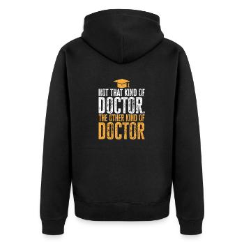 Doctorat Diplôme d’études supérieures Doctorat Doctorat - Veste à capuche bio Premium Unisexe - noir - Dos - Nico (187cm)