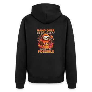 Cadeau paresseux d'Halloween pour les fans - Veste à capuche bio Premium Unisexe - noir - Dos - Nico (187cm)