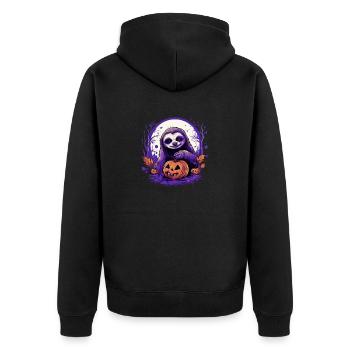 Halloween Deko Faultier Outfit Halloween Geschenk - Unisex Premium Bio Zip Hoodie - Schwarz - Hinten - Nico (187cm)