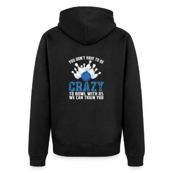 Lustige verrückte Bowling-Geschenk-Bowler Zehn-Pin-Spieler - Unisex Premium Bio Zip Hoodie - Schwarz - Hinten - Nico (187cm)