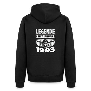 Januar 1993 Legende seit 31 Jahren Mann Frau - Unisex Premium Bio Zip Hoodie - Schwarz - Hinten - Nico (187cm)