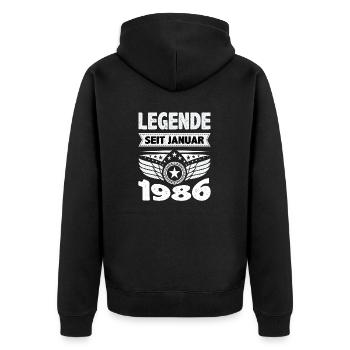 Januar 1986 Legende seit 38 Jahren Mann Frau - Unisex Premium Bio Zip Hoodie - Schwarz - Hinten - Nico (187cm)