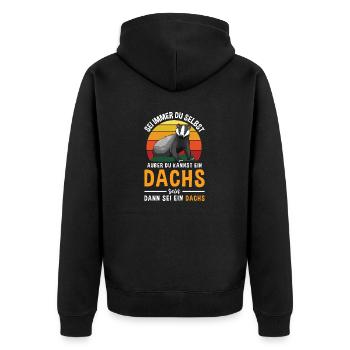Retro Dachs Spruch für Dachsliebhaber - Unisex Premium Bio Zip Hoodie - Schwarz - Hinten - Nico (187cm)