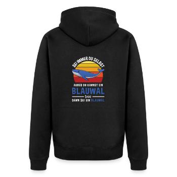 Walart Meeressäuger Meeresbewohner Blauwal - Unisex Premium Bio Zip Hoodie - Schwarz - Hinten - Nico (187cm)