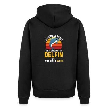 Delfin Meeresbewohner Säugetier Delfine - Unisex Premium Bio Zip Hoodie - Schwarz - Hinten - Nico (187cm)