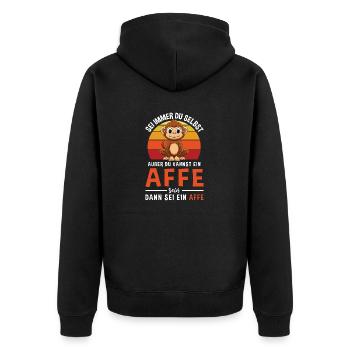 Retro Affen Spruch Für Affen Liebhaber & Äffchen - Unisex Premium Bio Zip Hoodie - Schwarz - Hinten - Nico (187cm)