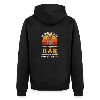 Bär Grizzlybär Braunbär Raubtier Tierwelt Bären - Unisex Premium Bio Zip Hoodie - Schwarz - Hinten - Nico (187cm)