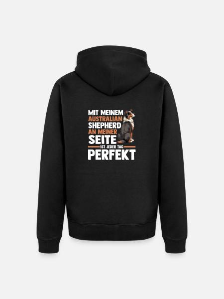 Australian Shepherd Hund Aussie - Unisex Premium Bio Zip Hoodie - Schwarz