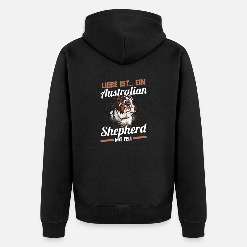 Australian Shepherd Hund Aussie - Unisex Premium Bio Zip Hoodie - Schwarz