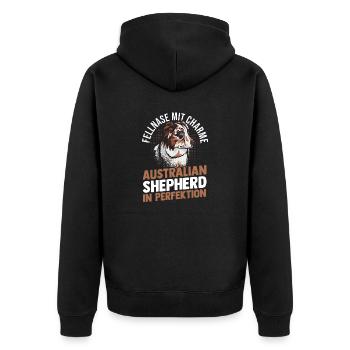 Australian Shepherd Hund Aussie - Unisex Premium Bio Zip Hoodie - Schwarz - Hinten - Nico (187cm)