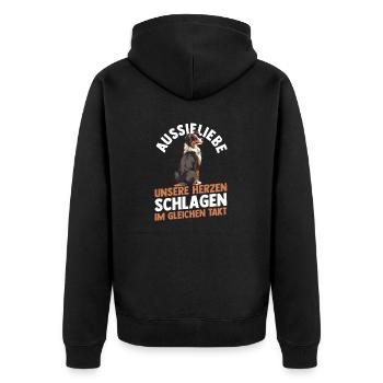 Australian Shepherd Hund Aussie - Unisex Premium Bio Zip Hoodie - Schwarz - Hinten - Nico (187cm)