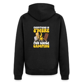 S'more Campfire Marshmallow Camping - Unisex Premium Organic Zip Hoodie - black - Back - Nico (187cm)