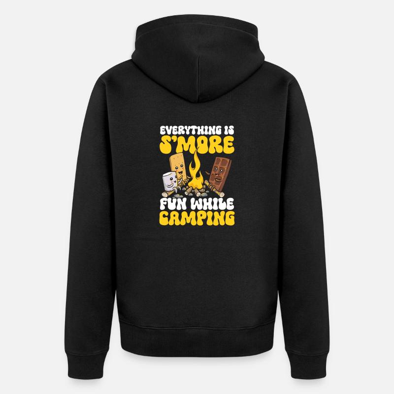 S'more Campfire Marshmallow Camping - Unisex Premium Organic Zip Hoodie - black