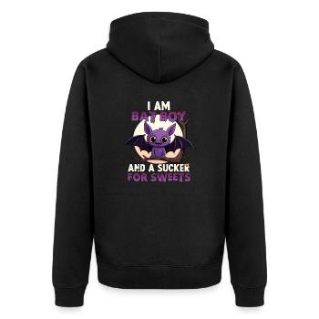 Kawaii Halloween Bat Costume Bat Boy Halloween - Unisex Premium Organic Zip Hoodie - black - Back - Nico (187cm)
