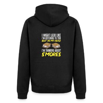 S'more Lagerfeuer Marshmallow Camping - Unisex Premium Bio Zip Hoodie - Schwarz - Hinten - Nico (187cm)
