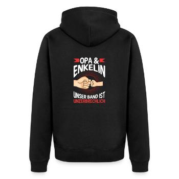 Opa Großvater Familie Enkelin Geschenk - Unisex Premium Bio Zip Hoodie - Schwarz - Hinten - Nico (187cm)