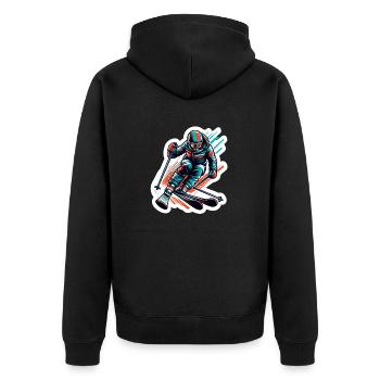 Skifahrer - Unisex Premium Bio Zip Hoodie - Schwarz - Hinten - Nico (187cm)