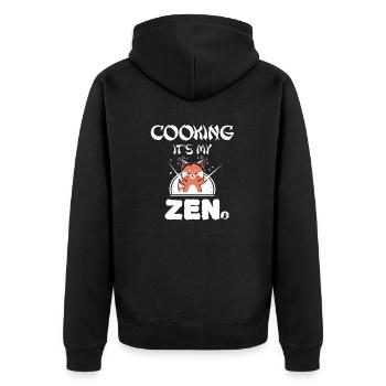 Cook - Unisex Premium Organic Zip Hoodie - black - Back - Nico (187cm)