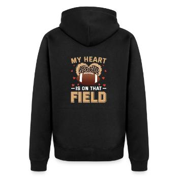 Mein Herz hängt an diesem Fußballplatz für America - Unisex Premium Bio Zip Hoodie - Schwarz - Hinten - Nico (187cm)