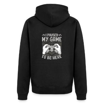 Gamer's Dilemma: Pausiertes Spiel Sollte Hier Sein - Unisex Premium Bio Zip Hoodie - Schwarz - Hinten - Nico (187cm)