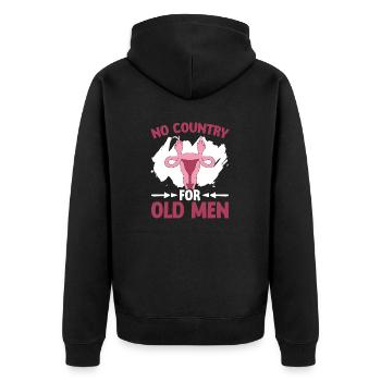 Uterus: "Not a country for old men" - Unisex Premium Organic Zip Hoodie - black - Back - Nico (187cm)