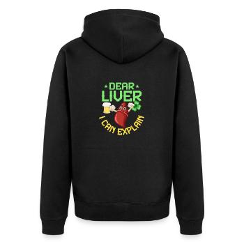 Dear Liver I Can Explain - Unisex Premium Bio Zip Hoodie - Schwarz - Hinten - Nico (187cm)