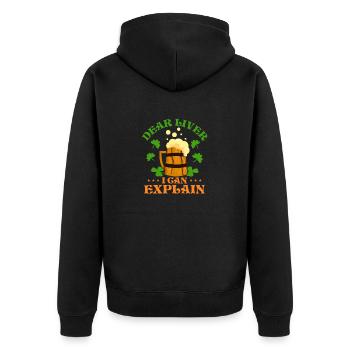 Dear Liver I Can Explain - Unisex Premium Bio Zip Hoodie - Schwarz - Hinten - Nico (187cm)